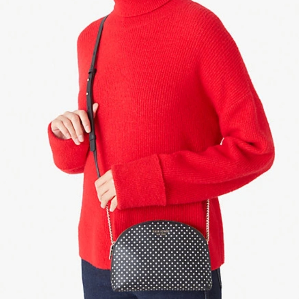 Kate Spade Black Mini  Polka Dot Crossbody Shoulder Bag Metallic Dot NWT - Picture 8 of 14